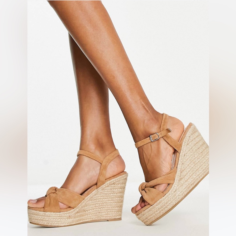 Glamorous espadrilles wedge sandals in tan micro